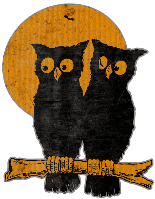 Roosting Owls With Moon (Custom Carved)