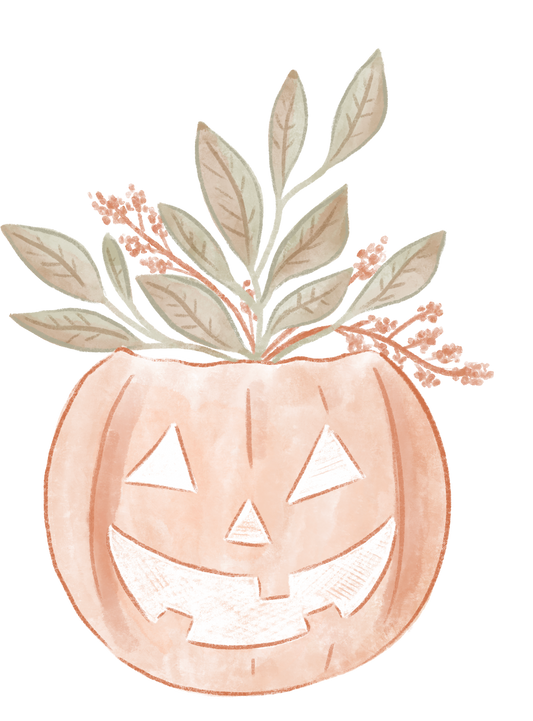 Cute Terraccotta Jackolantern With Greenery (Custom Carved)