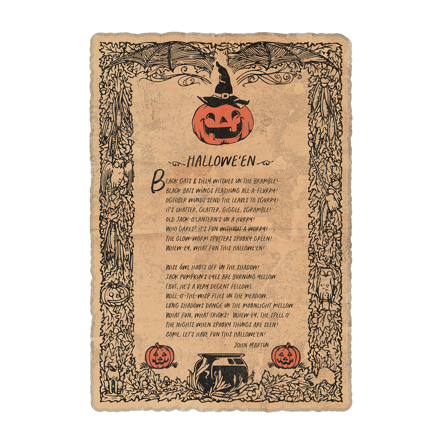 Halloween Poem (Custom Carved)