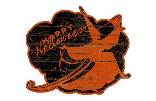 Happy Halloween Witch With Candle  (Custom Carved)