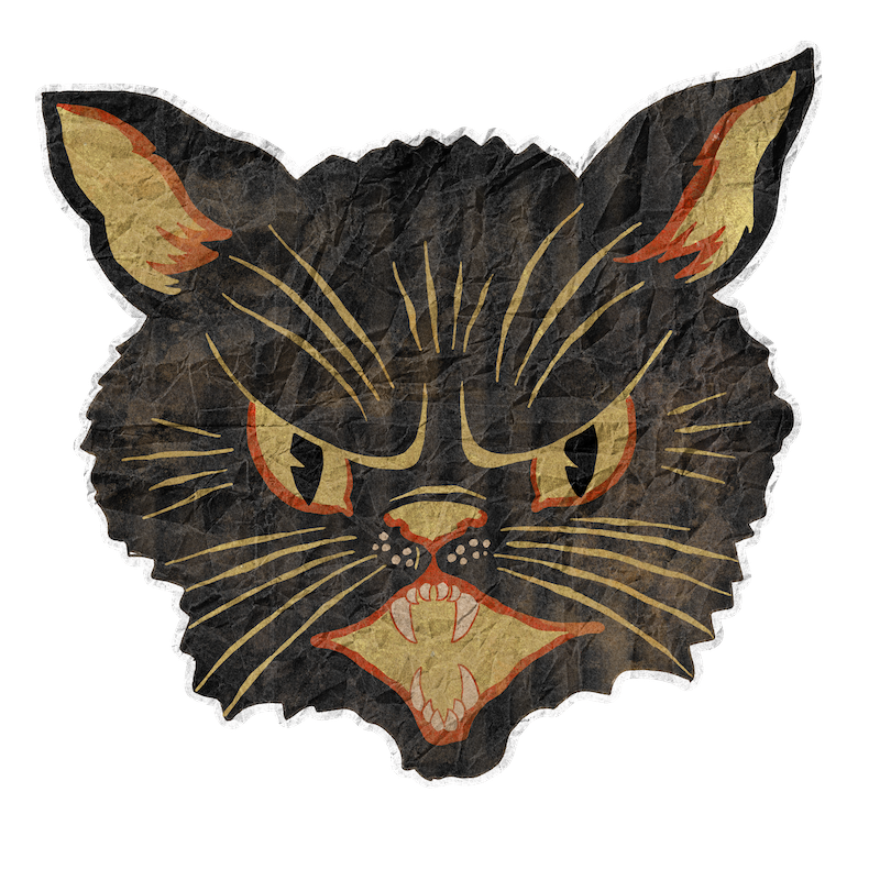 Angry Black Cat Giclee Print (Custom Carved)