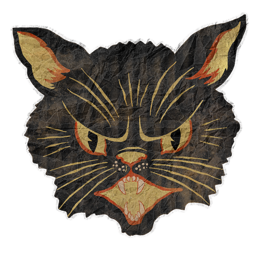 Angry Black Cat Giclee Print (Custom Carved)
