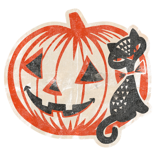Retro Cat and Jackolantern (Custom Carved)