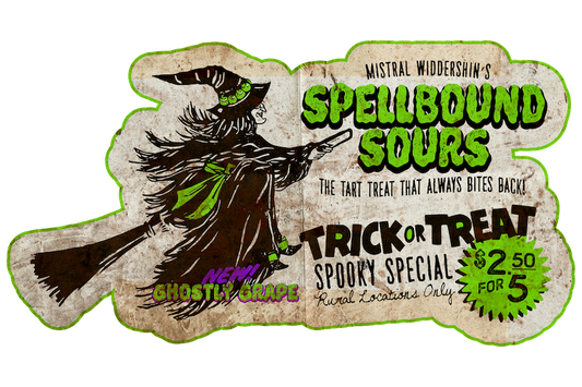 Spellbound Sours Candy Ad Sign (Custom Carved)