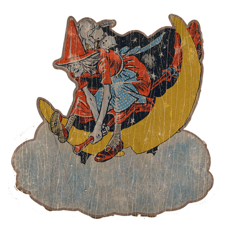 Witch on Cloud With Cats (Custom Carved)