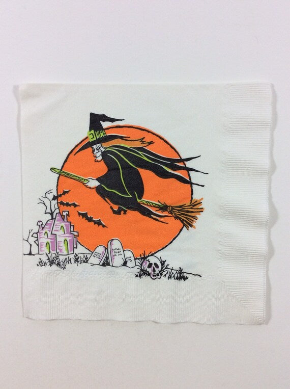 Witch Flying Over Graveyard (Custom Carved)