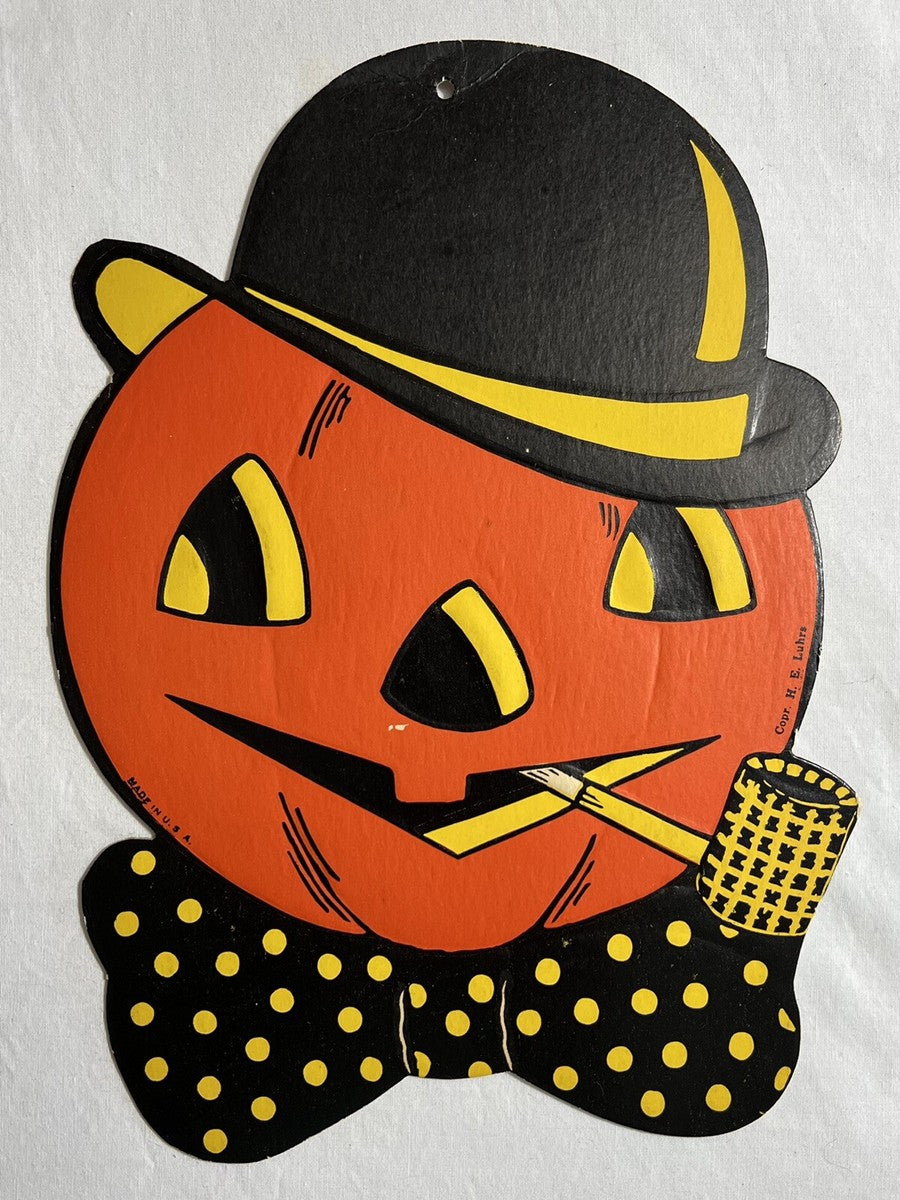 Vintage Beistle Jackolantern with Bowler Hat (Custom Carved)