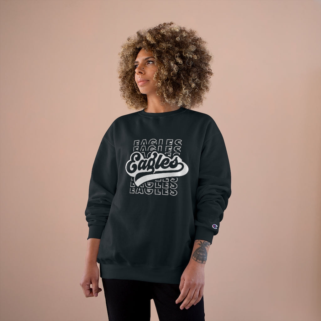 EAGLES W/ RETRO SCRIPT OVERLAY - Unisex CHAMPION BRAND Crewneck Sweatshirt