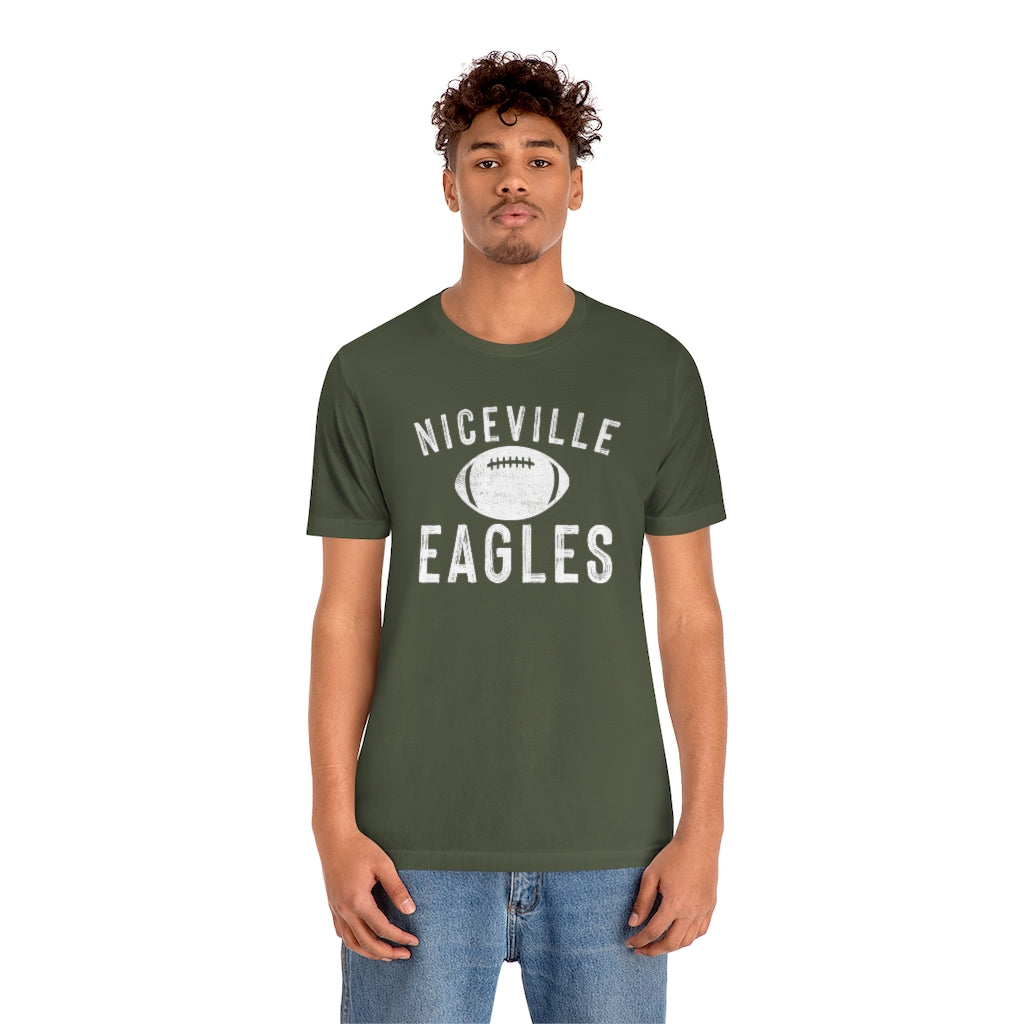 BATTLEWORN NICEVILLE EAGLES W/ FOOTBALL - Unisex Jersey Short Sleeve Tee BELLA+CANVAS