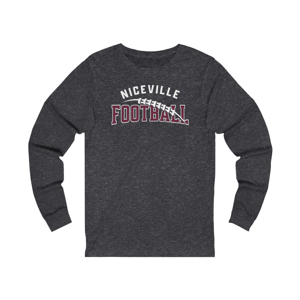 NICEVILLE FOOTBALL W/ FOOTBALL GRAPHIC - Unisex Niceville Jersey Long Sleeve Tee BELLA+CANVAS