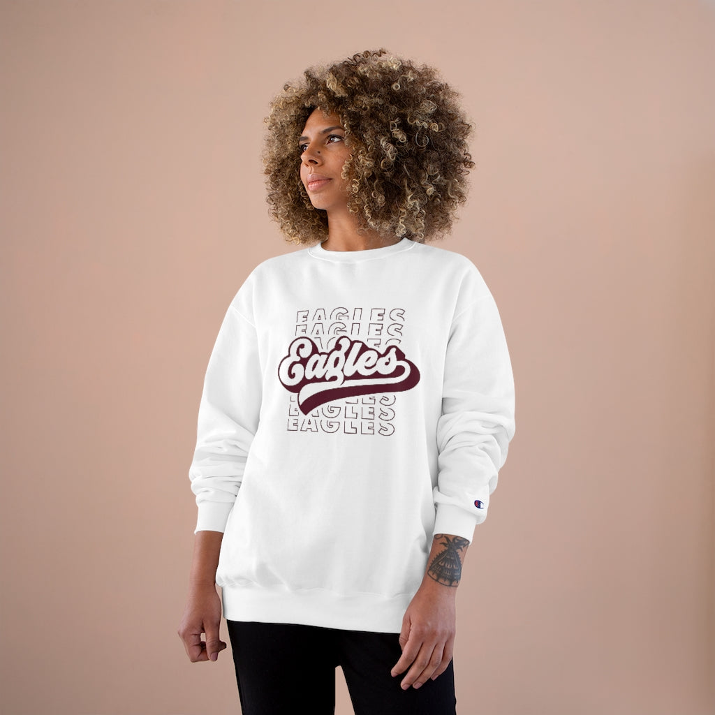 EAGLES W/ RETRO SCRIPT OVERLAY - Unisex CHAMPION BRAND Crewneck Sweatshirt