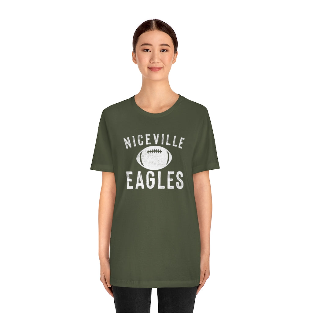 BATTLEWORN NICEVILLE EAGLES W/ FOOTBALL - Unisex Jersey Short Sleeve Tee BELLA+CANVAS