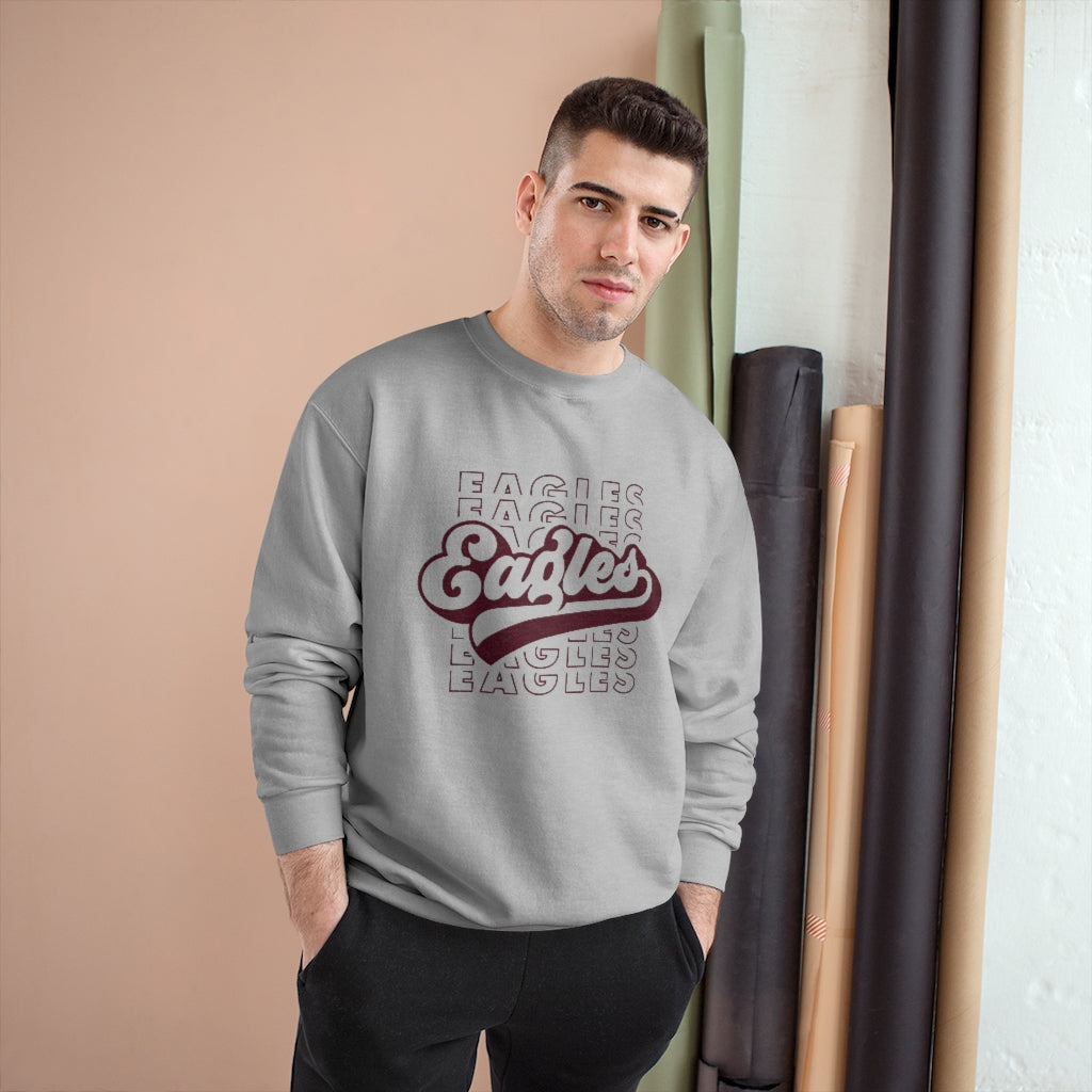 EAGLES W/ RETRO SCRIPT OVERLAY - Unisex CHAMPION BRAND Crewneck Sweatshirt