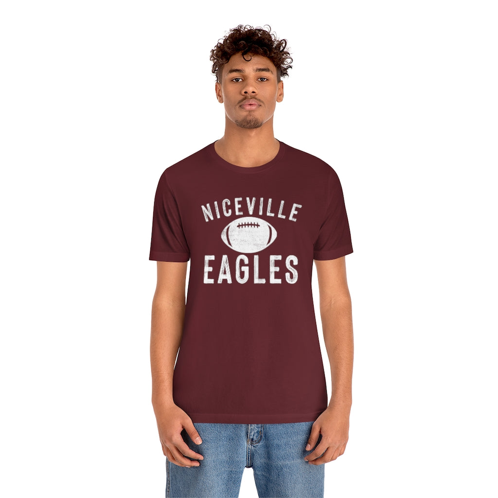 BATTLEWORN NICEVILLE EAGLES W/ FOOTBALL - Unisex Jersey Short Sleeve Tee BELLA+CANVAS
