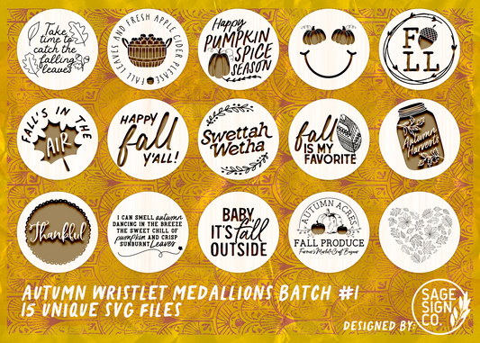 BUNDLE of 15 Unique AUTUMN THEMED SVG Design Files