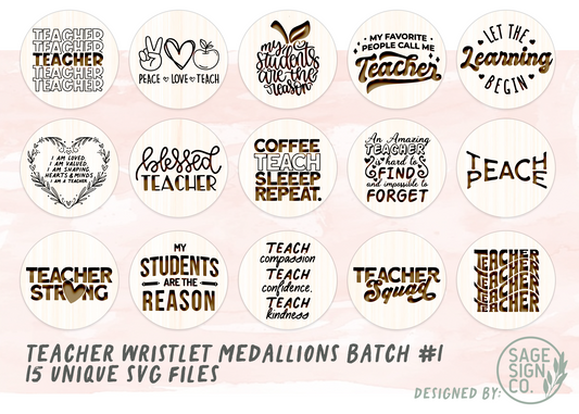 BUNDLE of 15 Unique TEACHER THEMED SVG Design Files