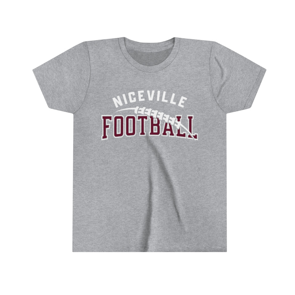 NICEVILLE FOOTBALL W/ FOOTBALL GRAPHIC - Youth Short Sleeve Tee BELLA+CANVAS
