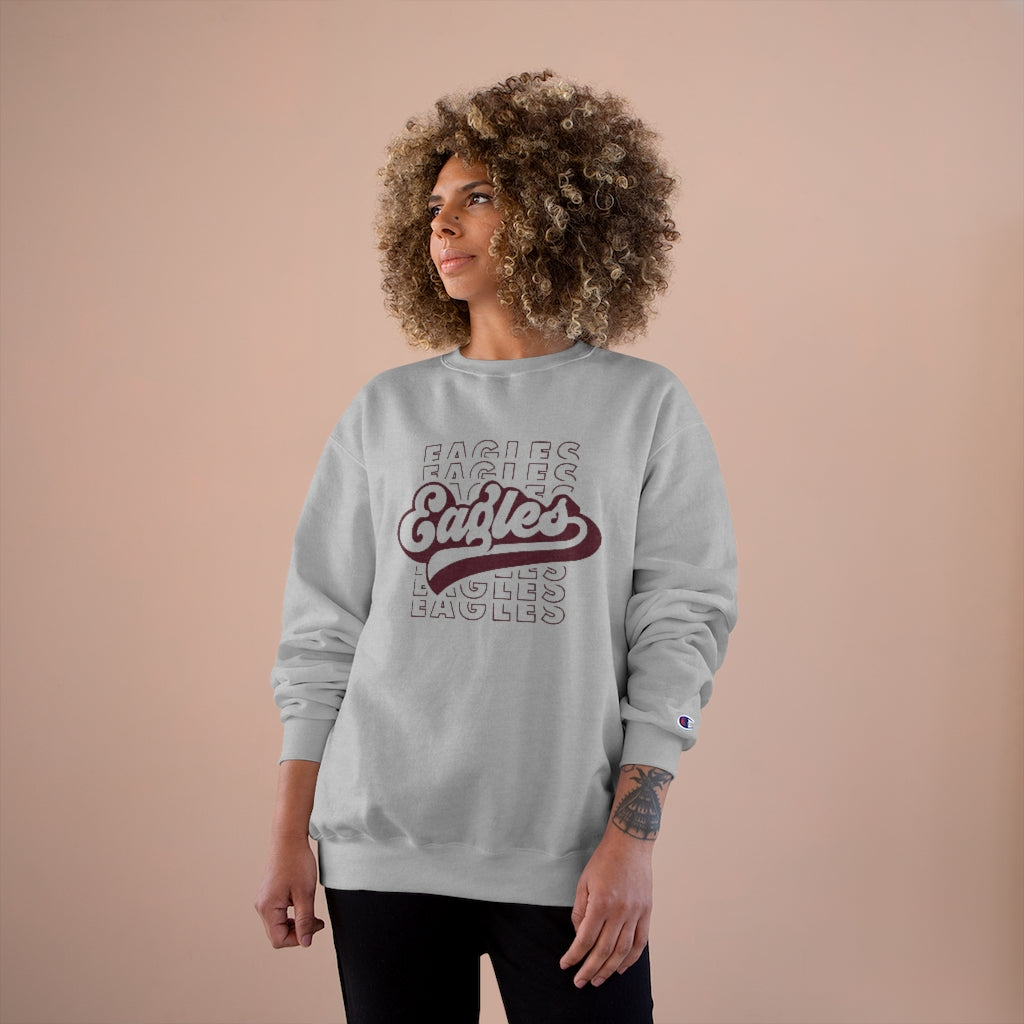 EAGLES W/ RETRO SCRIPT OVERLAY - Unisex CHAMPION BRAND Crewneck Sweatshirt