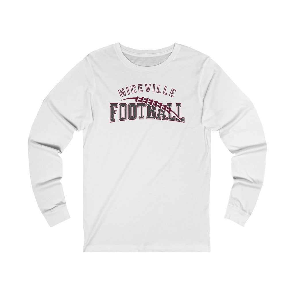 NICEVILLE FOOTBALL W/ FOOTBALL GRAPHIC - Unisex Niceville Jersey Long Sleeve Tee BELLA+CANVAS