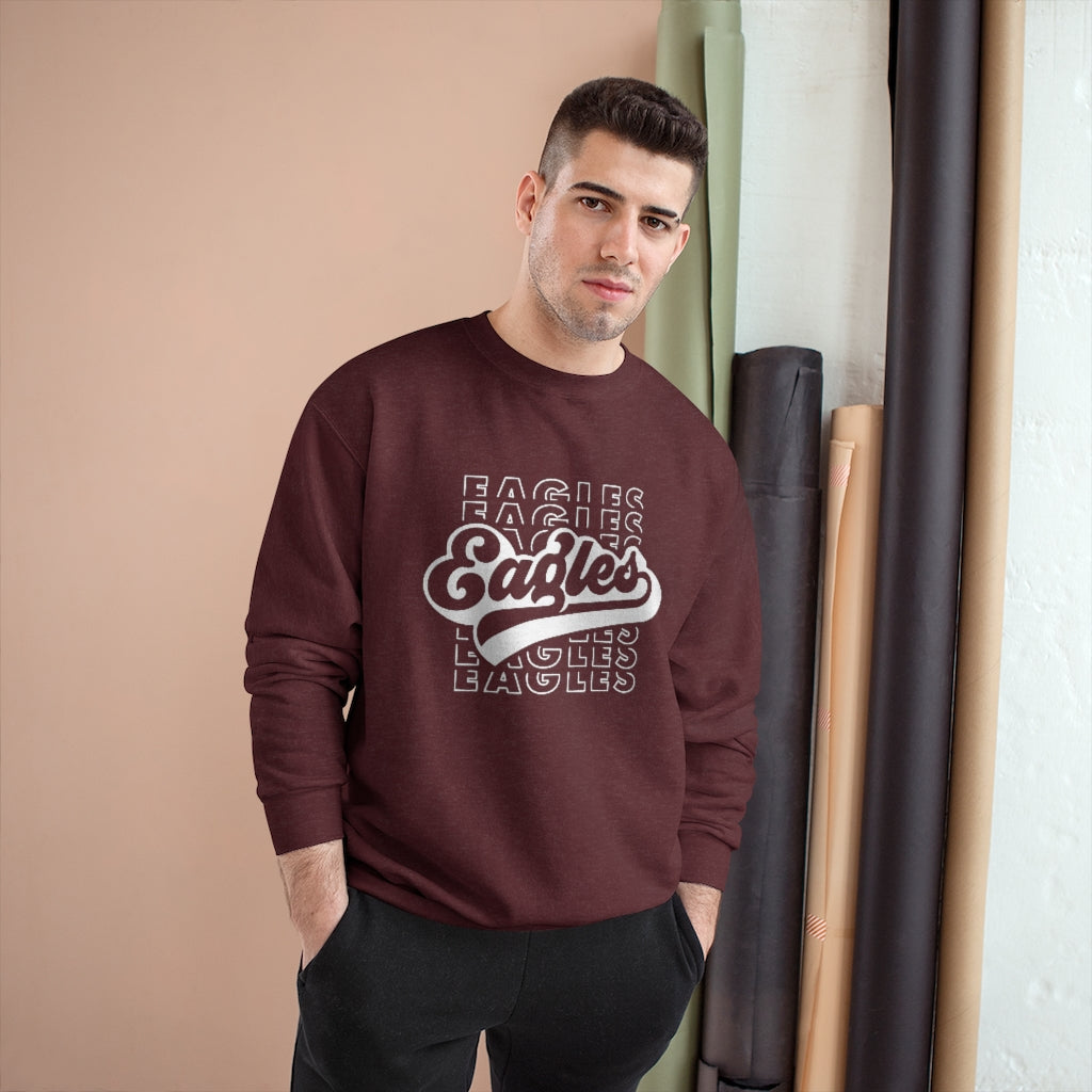 EAGLES W/ RETRO SCRIPT OVERLAY - Unisex CHAMPION BRAND Crewneck Sweatshirt