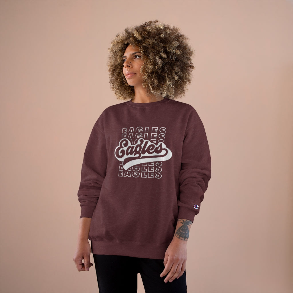 EAGLES W/ RETRO SCRIPT OVERLAY - Unisex CHAMPION BRAND Crewneck Sweatshirt