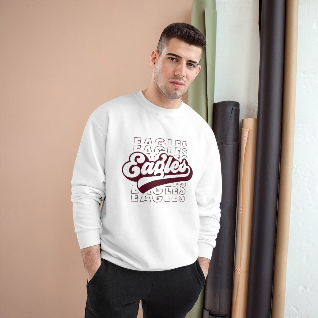 EAGLES W/ RETRO SCRIPT OVERLAY - Unisex CHAMPION BRAND Crewneck Sweatshirt