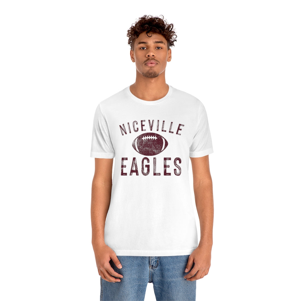 BATTLEWORN NICEVILLE EAGLES W/ FOOTBALL - Unisex Jersey Short Sleeve Tee BELLA+CANVAS