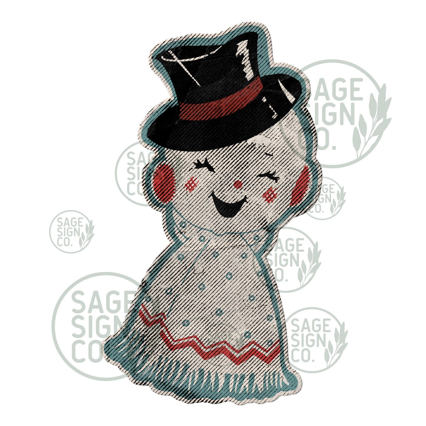 Cheery Vintage Snowman With Scarf (FREE SHIPPING!)