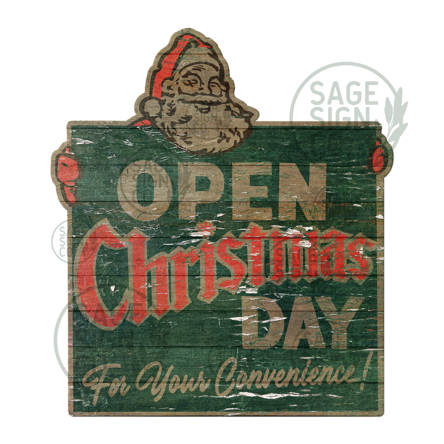 Santa Holding Open Christmas Day Sign (FREE SHIPPING!)