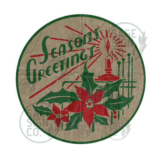 Season's Greetings With Bells Milk Bottle Seal Reproduction (FREE SHIPPING!)