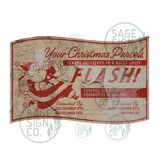 Christmas Parcels Delivery Guaruntee Sign (SageSignCo Original)(FREE SHIPPING!)