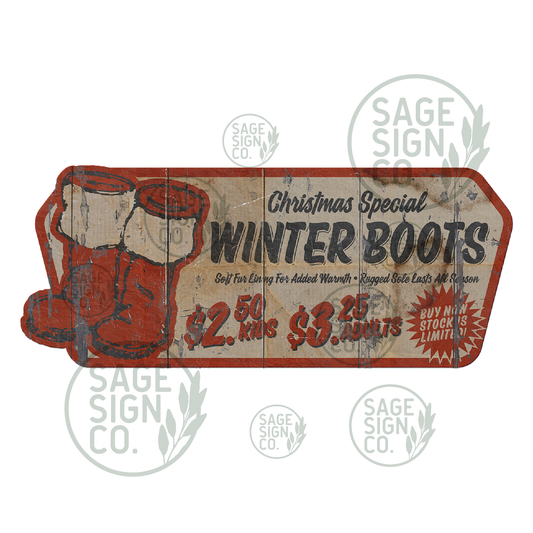Winter Boot Sale Sign (FREE SHIPPING!)