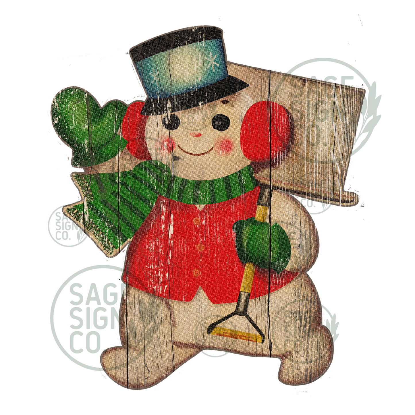 Vintage Snowman With Snow Shovel (FREE SHIPPING!)
