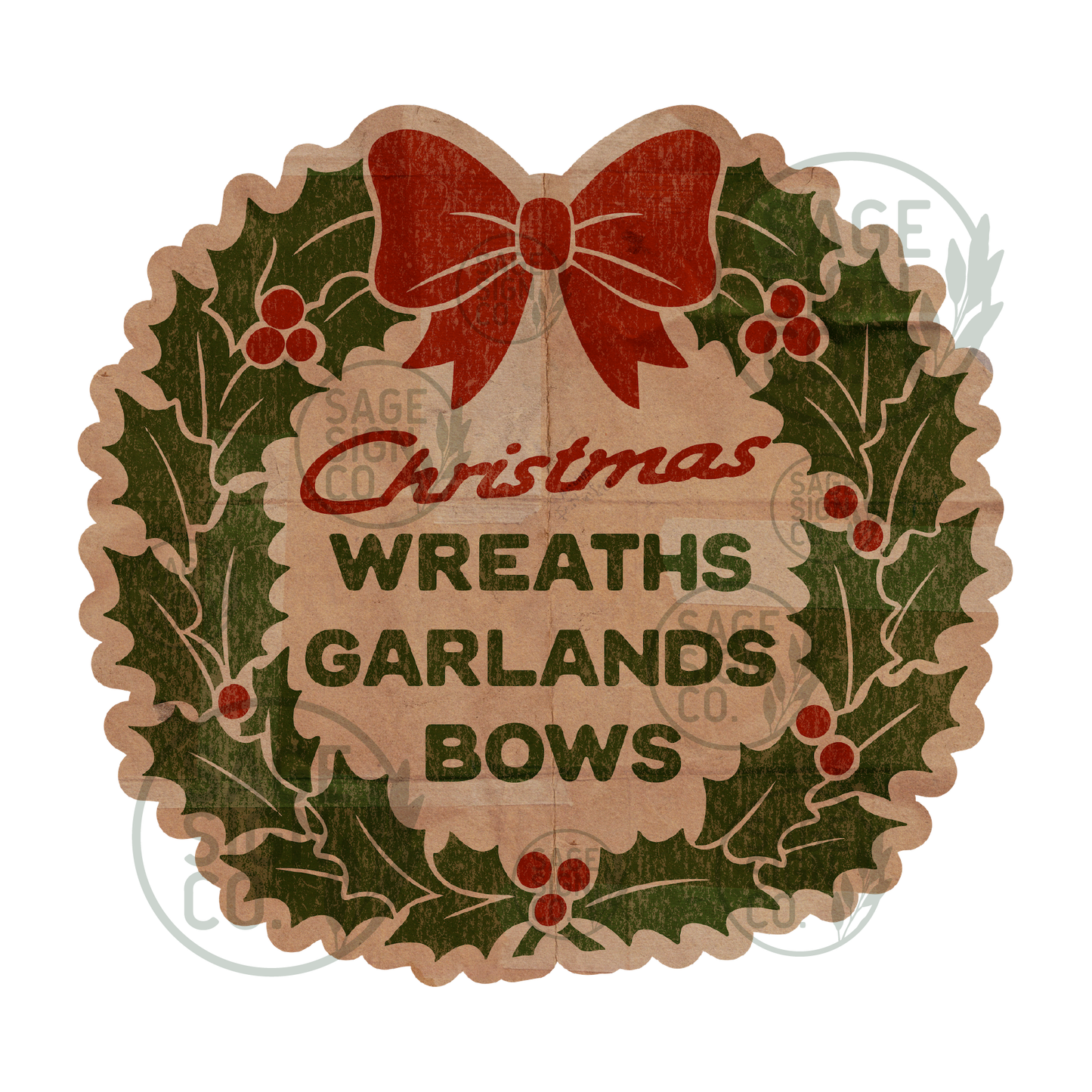 Vintage Christmas Greenery Advertisement Sign (FREE SHIPPING!)