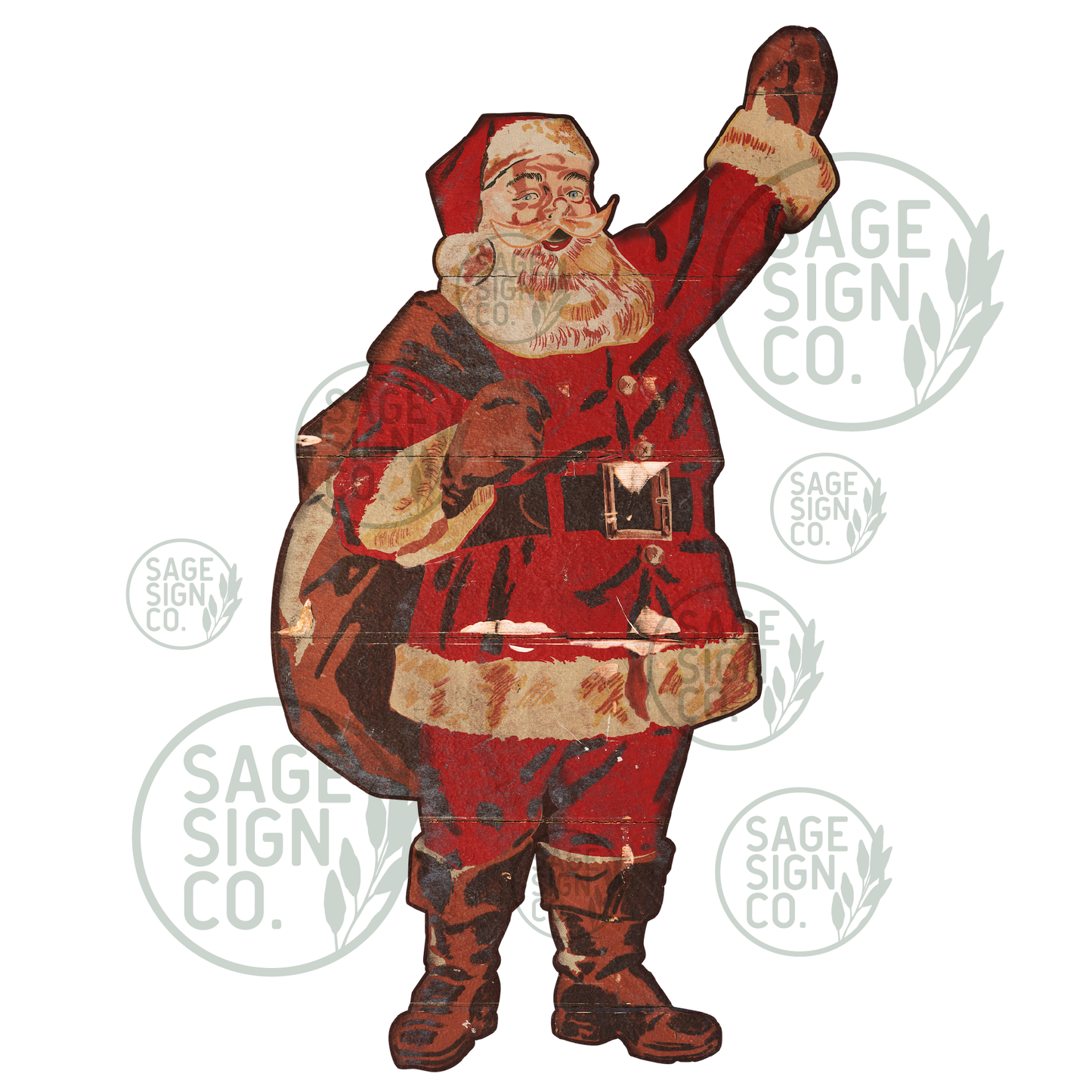 Vintage Lifesize Waving Santa (Douglas Fir Lumber Co Template Reproduction)(FREE SHIPPING!)