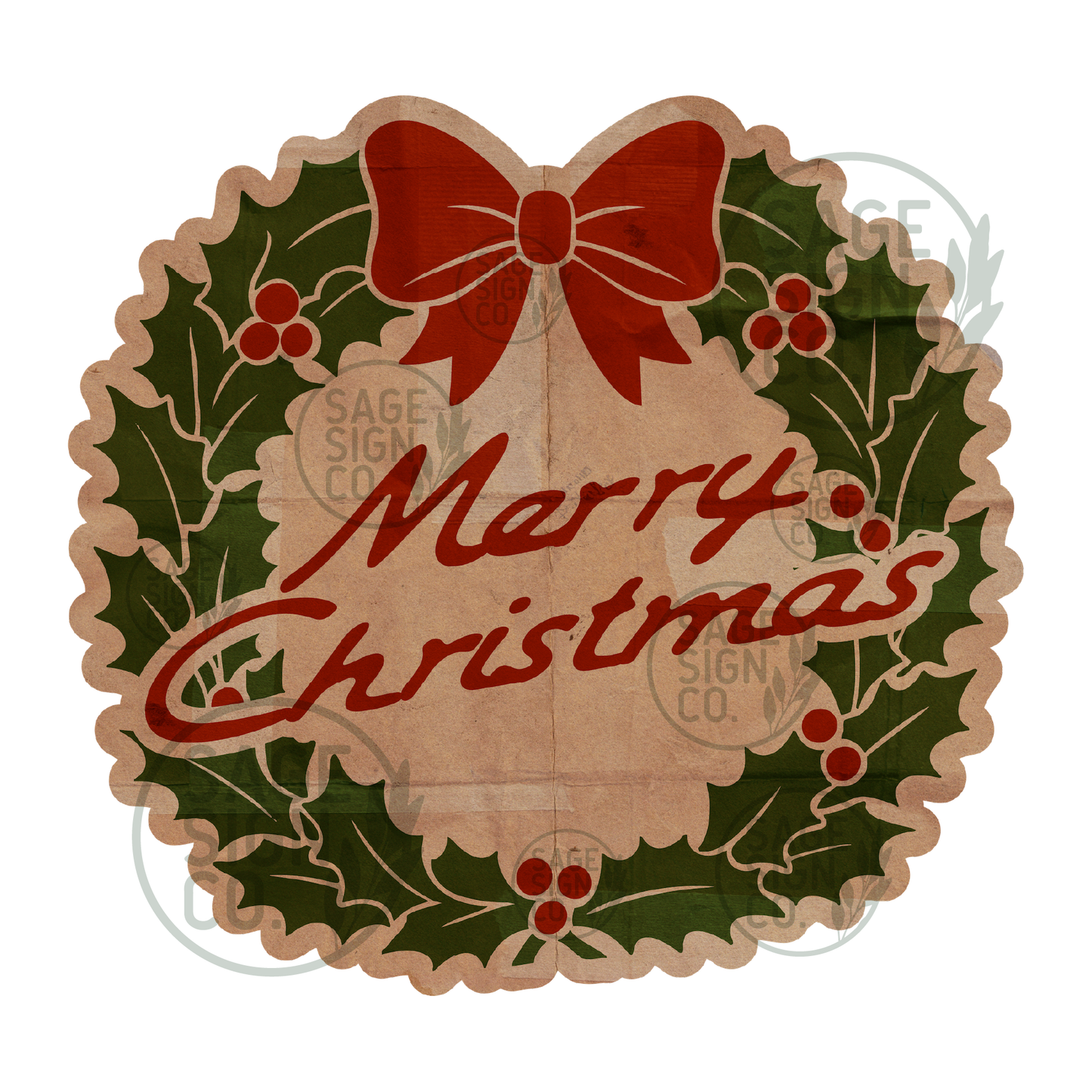 Vintage Merry Christmas Wreath (FREE SHIPPING!)