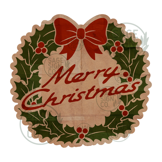 Vintage Merry Christmas Wreath (FREE SHIPPING!)