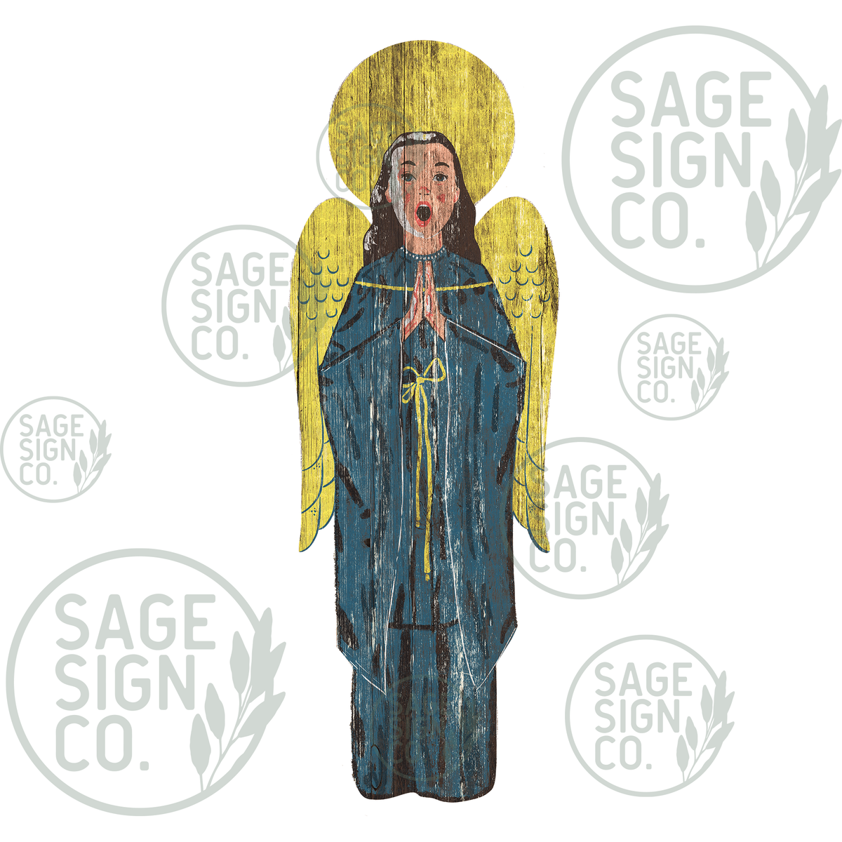 Douglas Fir Angel Choir Girl Sign Vintage Inspired FREE SHIPPING