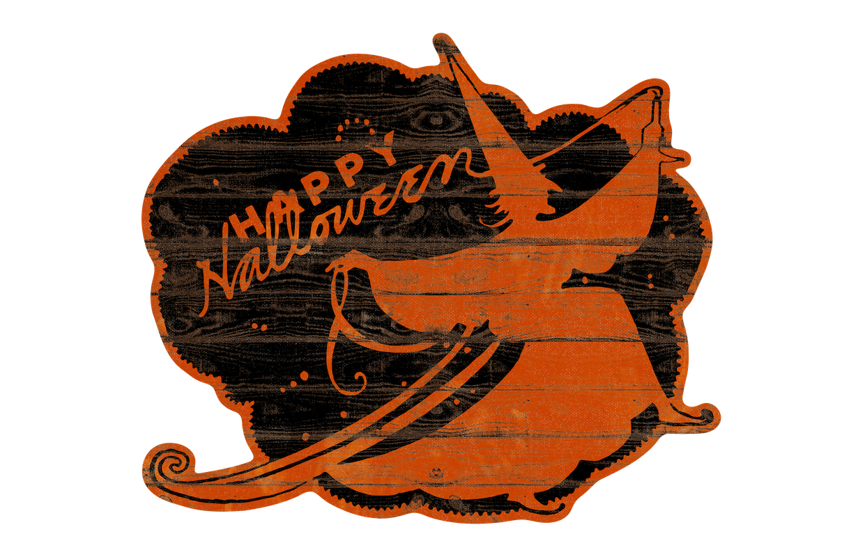 Happy Halloween Witch With Candle  (Custom Carved)