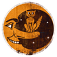 Antiqued Smiling Crescent Moon W Cat (Custom Carved)