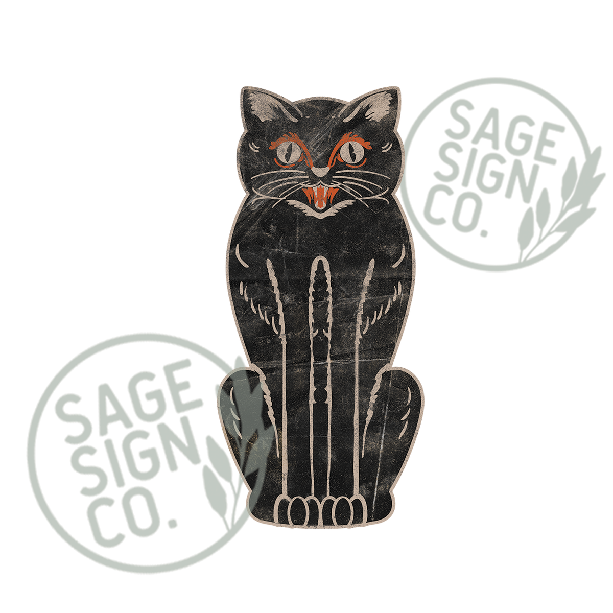Tall Skinny Halloween Black Cat (Custom Carved)