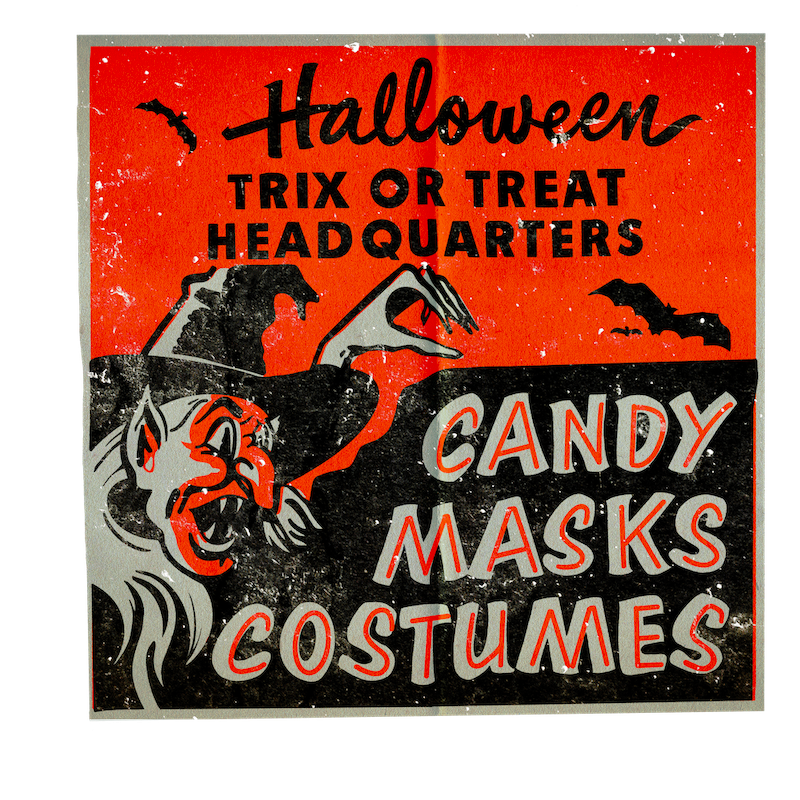 Vintage Halloween Trix or Treat Headquarters (Custom Carved)