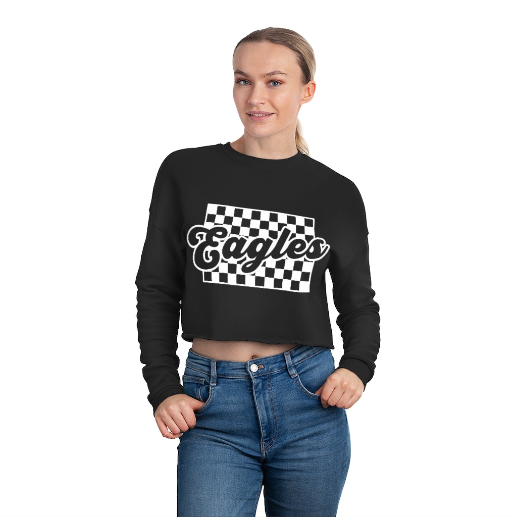 EAGLES THROWBACK CHECKERBOARD - Women's Cropped Crew Sweatshirt