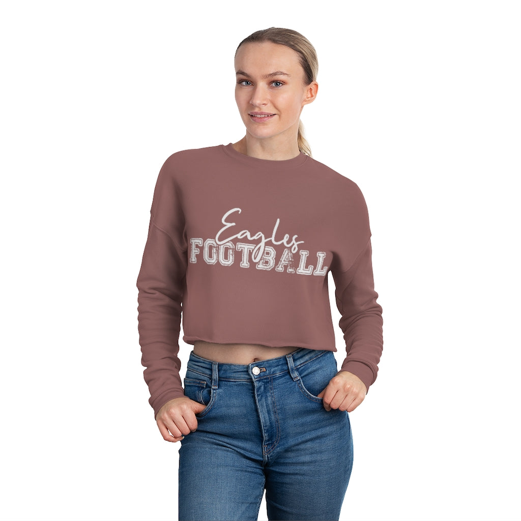 DISTRESSED VARSITY EAGLES FOOTBALL - Women's Cropped Crew Sweatshirt B –  SageSignCo