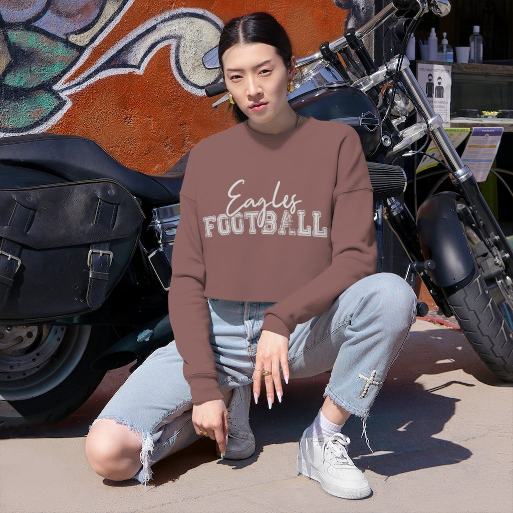 DISTRESSED VARSITY EAGLES FOOTBALL - Women's Cropped Crew